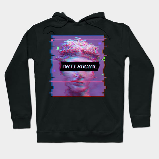 Antisocial David Statue Michelangelo Vaporwave Hoodie by Alex21